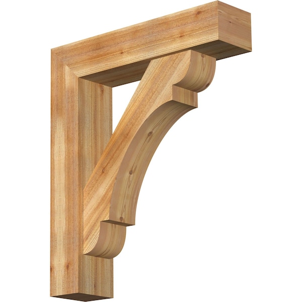 Ekena Millwork Olympic Block Rough Sawn Bracket w/ Offset Brace, Western Red Cedar, 8"W x 34"D x 40"H BKT0806X34X40OLY05RWR - main